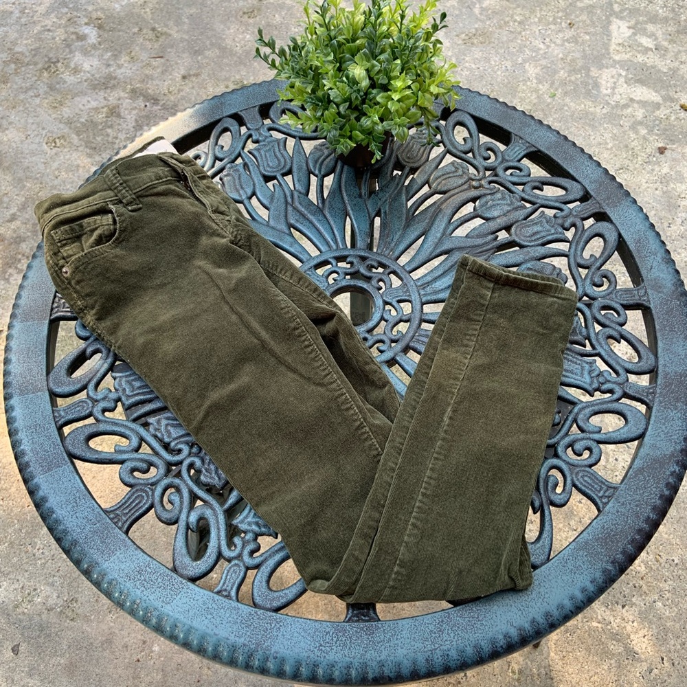 Olive/Khaki Green Corduroy Skinny Pants